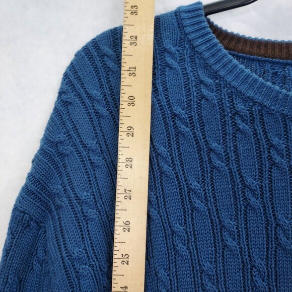 Black Brown 1826 Sweater Men’s 2XL Federal Blue V-Neck Cotton Cable-Knit Cotton - Picture 10 of 12